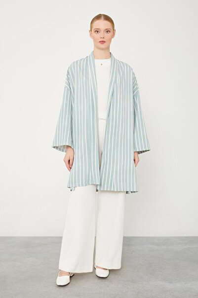 Levidor Mint Green Striped Kimono Set