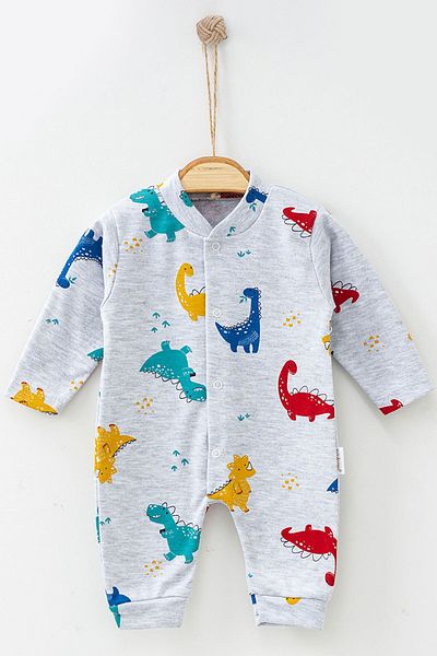 Beniizle Dinosaur Patterned Snap Jumpsuit