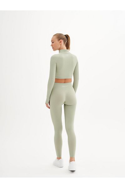 qlu Infinity Collection Γυναικείο Πράσινο Crop Top με φερμουάρ χωρίς ραφές