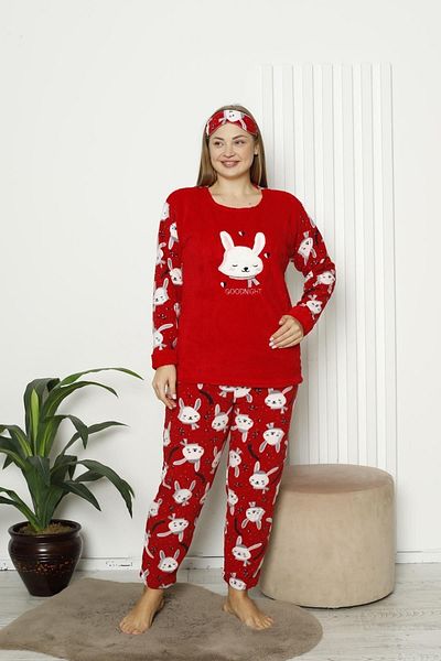 Akasya Women's Thick Fleece Pajama Set with Pockets 2139