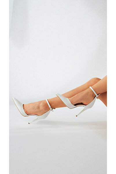 AYAKKABI PRENSİ Lesley White Matte 10 cm Women's Stiletto, High Heels