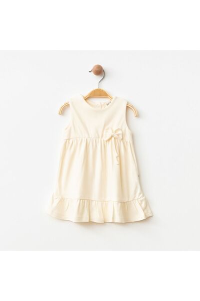 Minimus فستان قطني للفتيات الصغيرات - طقم نموذج الأميرة مع تفاصيل شريطية وأزر...