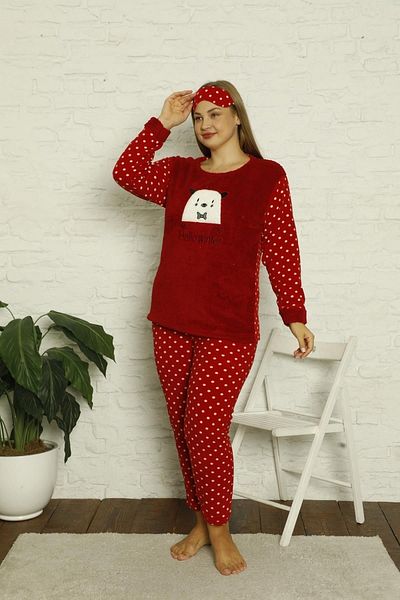 Akasya Women's Plus Size Pocket Fleece Pajama Set 1901