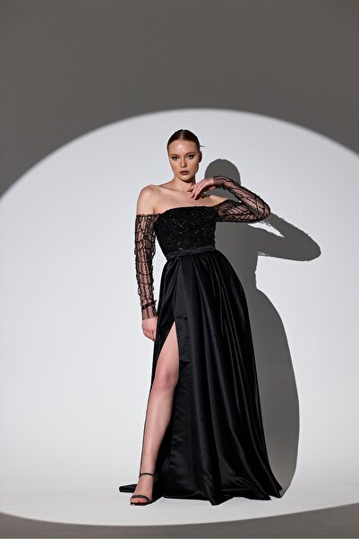 Tangül&Ali'S Moda Evi İşlemeli Siyah Abiye