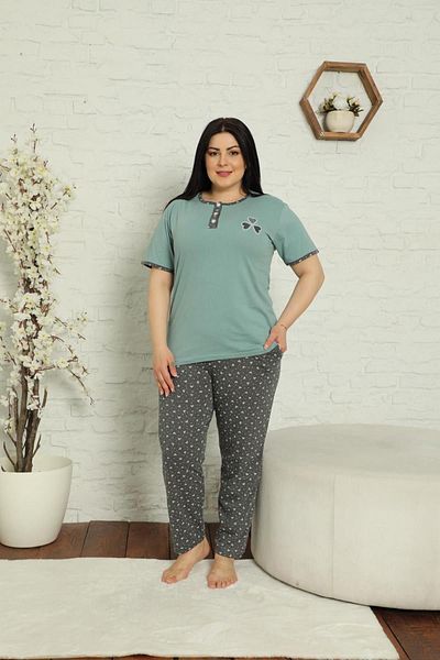 Akasya Women's Short Sleeve Pocket Summer Pajama Set