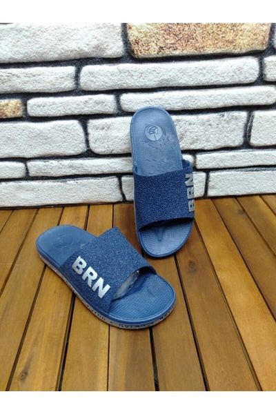Brn Home Brn Soft Sole Unisex Αντιολισθητικές Πολύχρωμες Παντόφλες Μοντέλα - Navy Blue