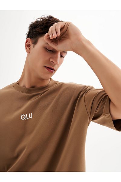 qlu Μπλουζάκι Infinity Unisex Brown Oversize