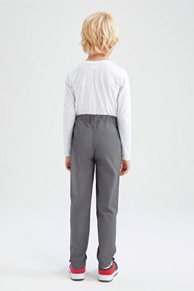 OKULCUBABA Çocuk Gri Likralı Eşofman Belli İlkokul Ortaokul Okul Pantolonu