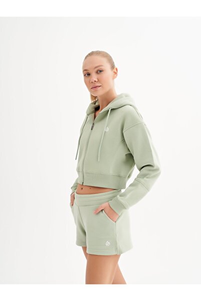 qlu Infinity Γυναικεία Water Green Crop Ζακέτα