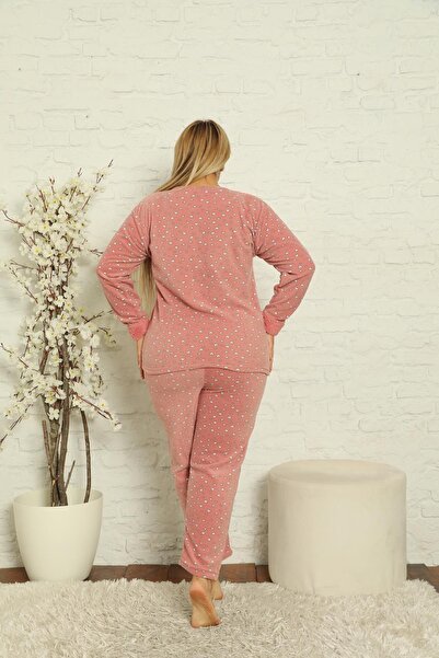 Akasya Women's Long Sleeve Pocket Fleece Plus Size Pajama Set