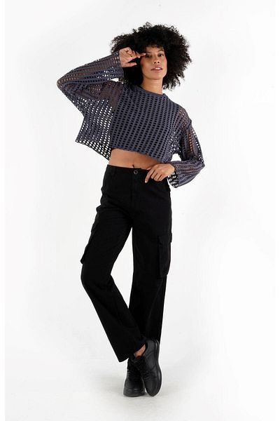 ALEXANDERGARDI AJURLU Oversize Crop Knitwear Μπλούζα - B24-00101