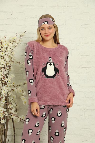 Akasya Women's Long Sleeve Pocket Fleece Pajama Set 01894