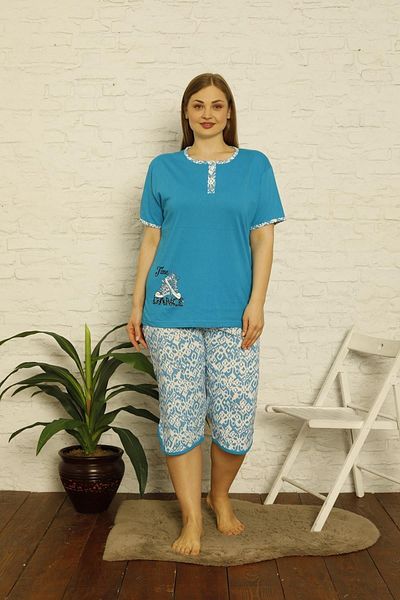 Akasya Set de pijamale capri cu model de buzunar de mărime mare pentru femei 2212