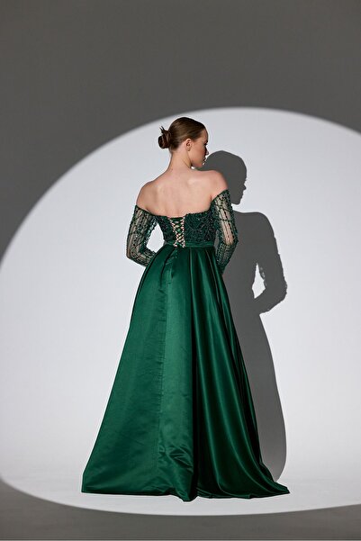 Tangül&Ali'S Moda Evi İşlemeli Yeşil Abiye