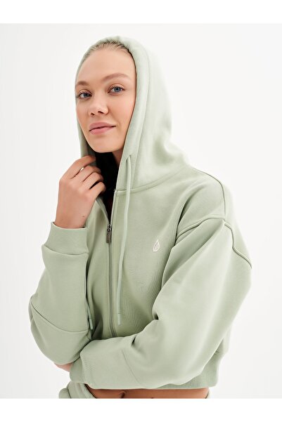 qlu Infinity Γυναικεία Water Green Crop Ζακέτα