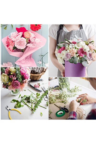 OLİ Art Çiçek Yapım Seti Aksesuarları 64 Parça Çiçek Bandı ve Çiçek Teli Yapışkanlı Çiçek Bandı Set