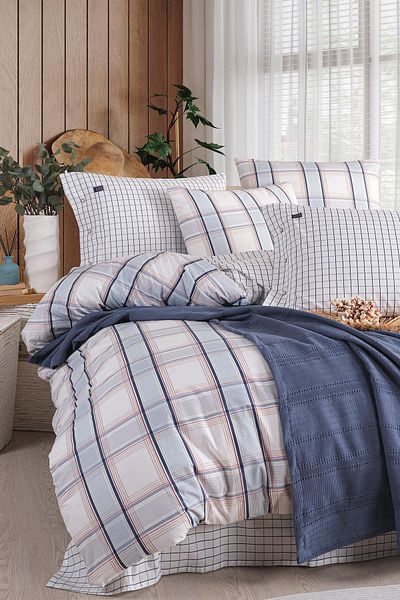 İyi Geceler İstanbul Blue Marine Double Pique Set - with Duvet Cover