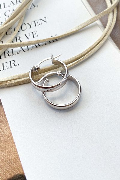 roshel Anti-Tarnish Steel Hoop Earrings For 2 Different Color Options