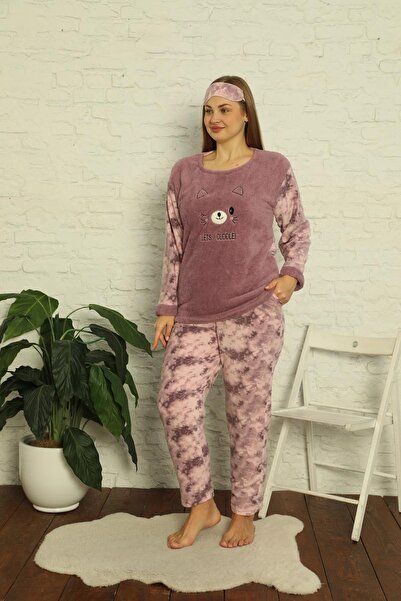 Akasya Kadın Cepli Büyük Beden Polar Pijama Takımı 2165