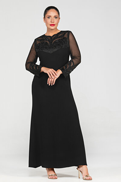 MİYORO فستان سهرة مقاس كبير مع تفاصيل مطرزة وأحجار