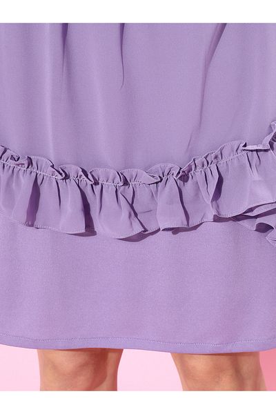 Athena By Styli Ruffled Georgette Dress with Frill Cuff Sleeves