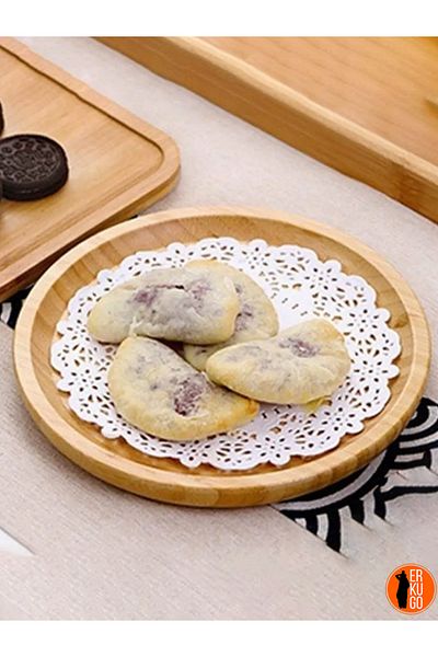 ERKUGO 6 Pieces Bamboo Round Plate and Presentation Set - Large Size (25x25 cm)