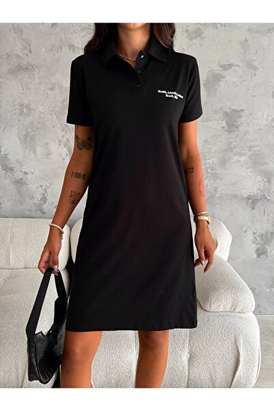 Noa Noa Φόρεμα με κείμενο και λεπτομέρεια πέτο