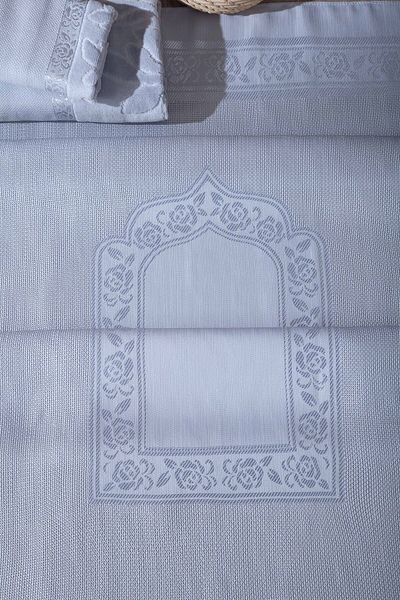 sarra 3-Piece Fringed Etamine Prayer Rug Set - Gray
