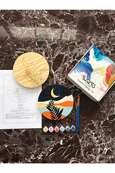 wombhobby Gece Ahşap Boyama Seti(doğal Amerikan Çamı 19 Cm Çap 2.5 Cm Kalınlık)