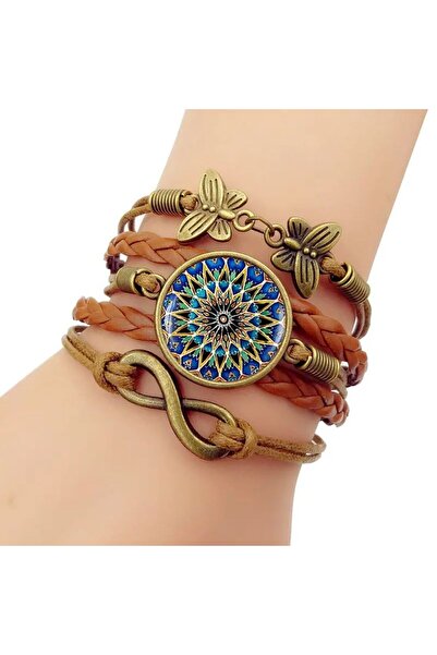 SYNOPE البوهيمي نمط مضفر الأحجار الكريمة فراشة إنفينيتي علامة متعددة سوار الم...