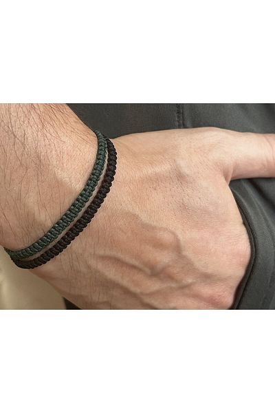 Farah Butik للجنسين مكرامية سوار أسود كاكي أخضر هدية سوار حبل سوار