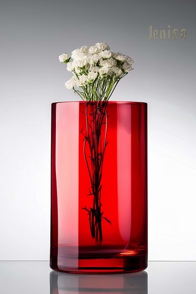 Jenisa Red Dried Flower Pattern Decorative Vase - 12X18 cm