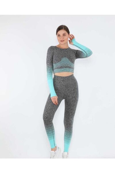 MAGZA Gray Water Green Recovery Push Up Long Leggings Set