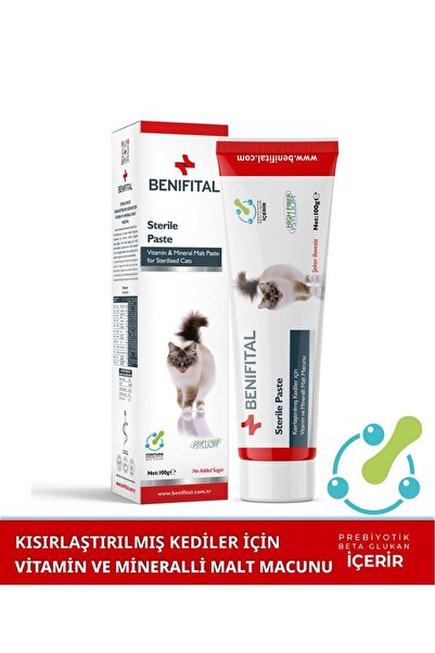 Benifital Sterile Paste 100 gr Kısırlaştırılmış Kediler Için Vitamin Ve Mineralli Malt Macun