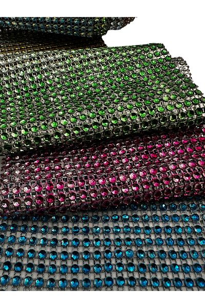 BukiroAtelier Shiny Enli Decorative Rhinestone Ribbon - Multicolored, 2 meters, 11 cm