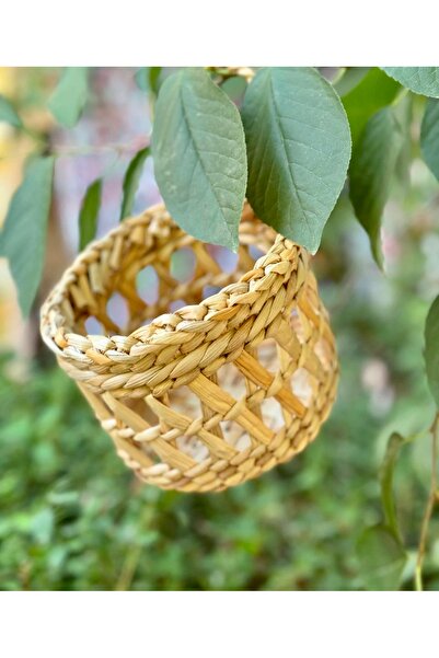 afralya home Naturel Hasır Çok Amaçlı Sepet / Askı Sepet Dekoratif Hasır Sepet / Duvar Sepeti 8 CM