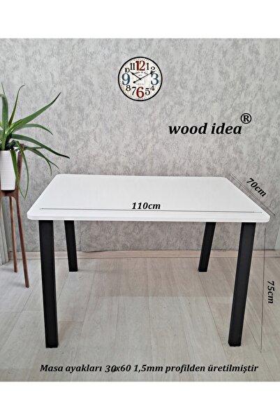 wood idea 70x110  Özel Tasarım Metal Ayaklı beyaz   Salon Yemek masası  Çalış...