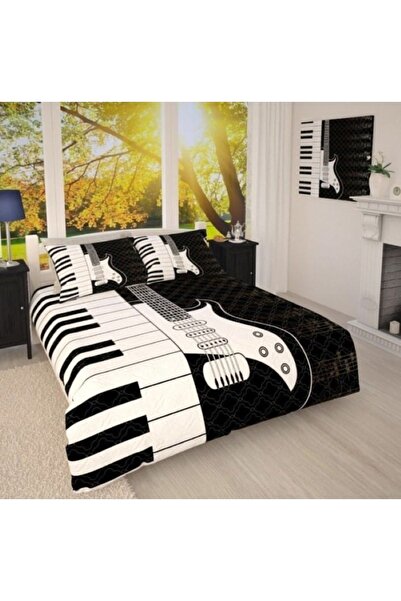 Elmas Dizayn 160*240 سم. طقم غطاء لحاف فردي من الساتان والقطن - موسيقى ملاحظة...