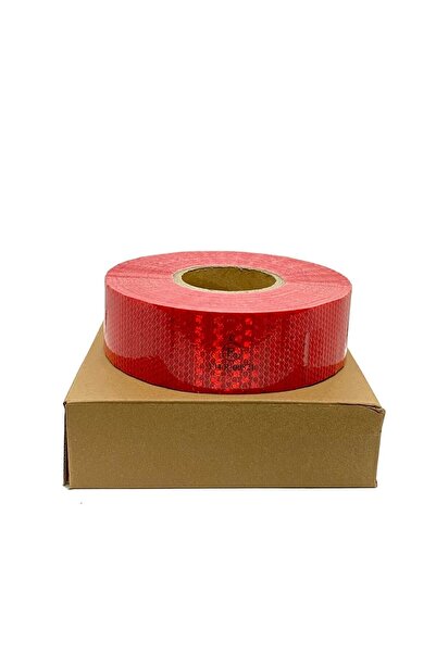 KG GROUP Reflekte Reflektör Reflektif Petekli Şerit Bant 50 Metre X 5 Cm Kırmızı Tüvtürk Uyumlu