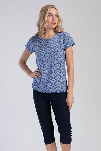 VİENETTA Set de pijamale Viscon pentru damă - mânecă scurtă, design capris, 311431
