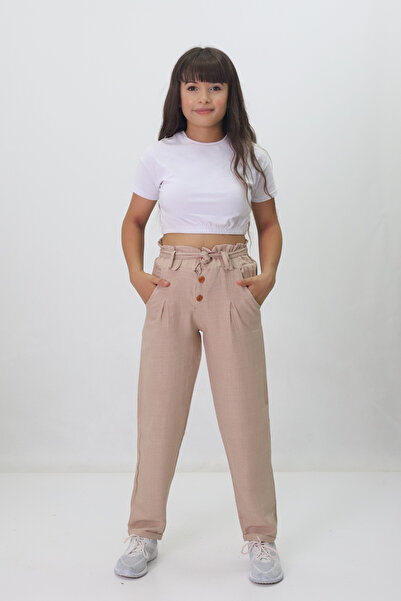 GZT TEKSTİL Girl's Linen Trousers 3503