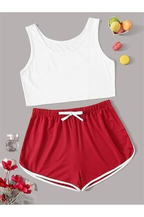 PEMB HOMEWEAR Kad n K rm z Beyaz Ask l ort Tak m Fiyat Yorumlar Trendyol