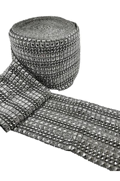 BukiroAtelier Shiny Enli Decorative Jewelled Strip - Silver, 2m, 10cm