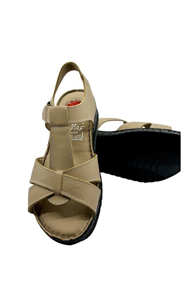 RubinLeather Kadın Hakiki Deri Sandalet Ortopedik Yumuşak Memory Foam Puf Yaz...