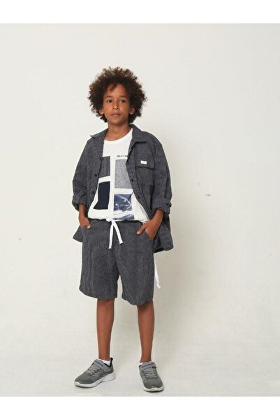 NANİCA Мъжка детска риза с райета за лято - с джоб