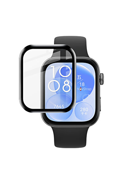 NovStrap Huawei Watch Fit 3 Ile Uyumlu Ekran Koruyucu Nano Esnek Cam Tam Kaplayan Ppm