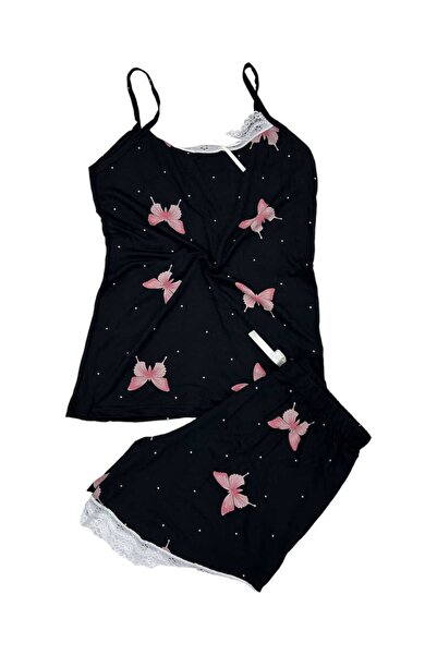 PATRON Butterfly Detailed Lace Embroidered Shorts Top and Bottom Set