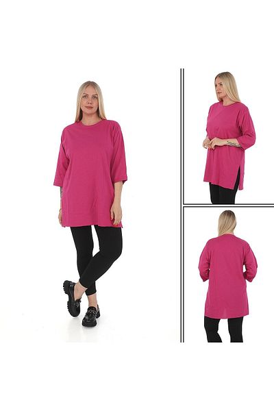 elma abone Plus Size Combed Cotton Tunic