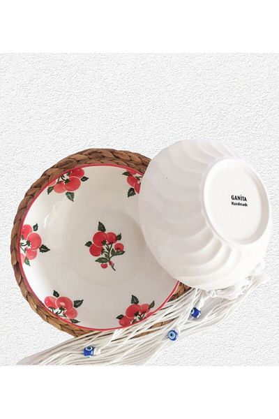 Ganita home 25 cm Ceramic Tomato Patterned Salad Bowl