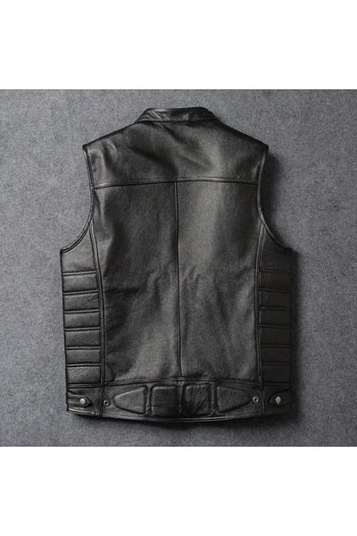 NYC GİYİM TEKSTİL Γιλέκο Biker μαύρο δέρμα αρνιού